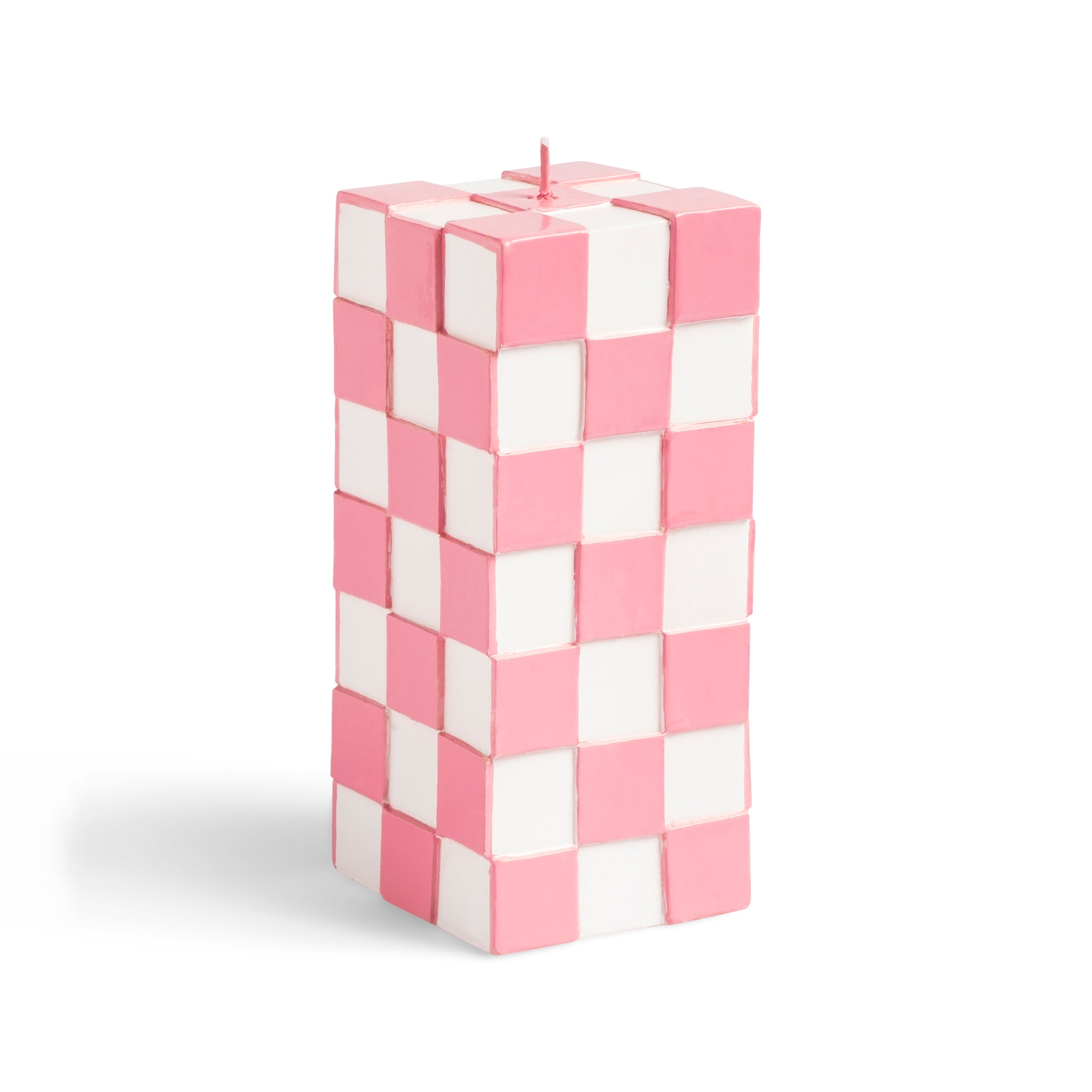 &Klevering - Kerze Checkerboard rosa groß